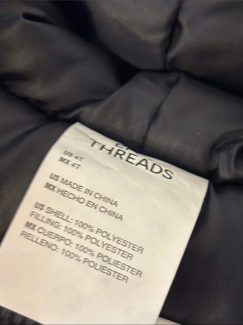 Epic Threads Black Puffer Jacket with Blue & Red Lizard Print